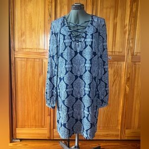mark. Blue Paisley Retro 70’s Boho Long Sleeve Dress Size Medium